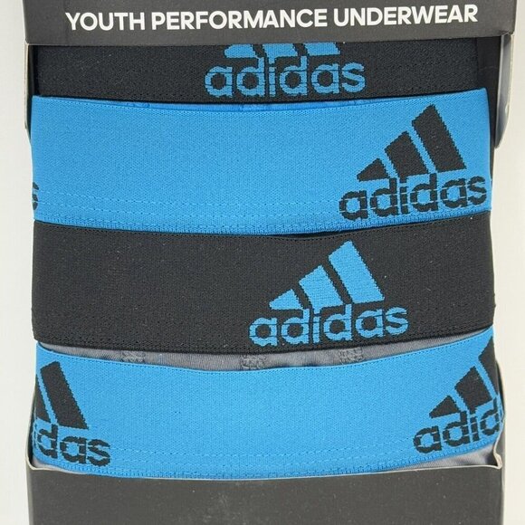 adidas NEW 4-Pack Youth Performance Underwear Boxer Briefs Small Blue Black Gray - Picture 2 of 5
